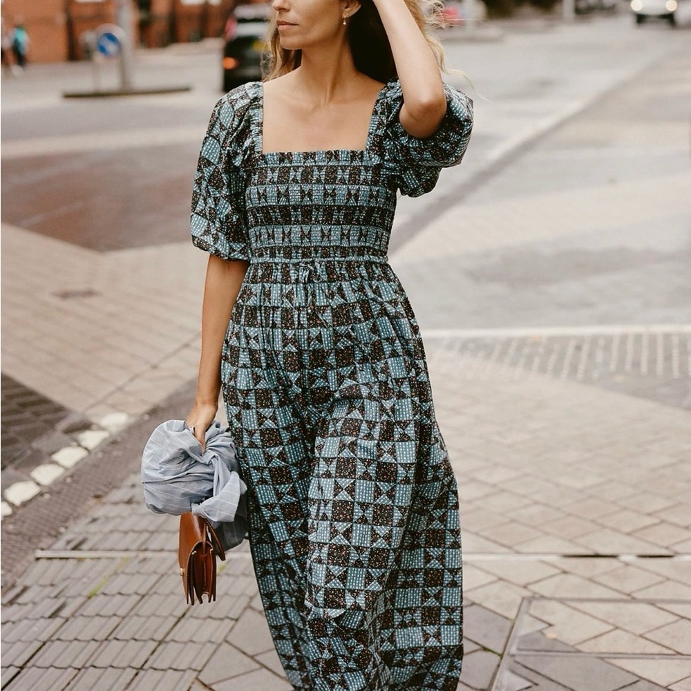 Christy Dawn Katrina Dress in Star Quilt Slate size Medium LIKE NEW!